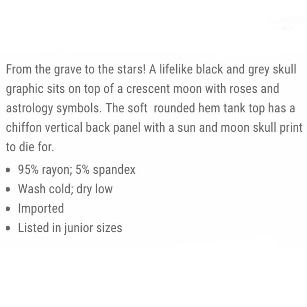 HOT TOPIC Skull Constellation Chiffon Back TANK! - Picture 4 of 4
